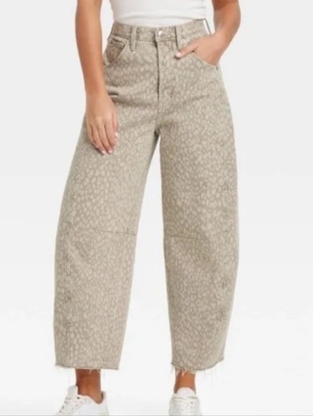 Universal Thread High Rise Barrel Leg Leopard Jeans